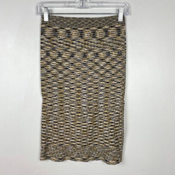 Free People Knit Skirt Camel Multicolor Fitted Stretch Heather Boho Size Small‎ - Picture 1 of 7